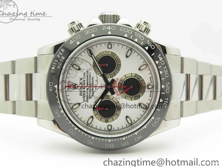 0107 Daytona 116500 JHF Best Edition Ceramic Bezel White Dial Black Red on SS Bracelet A Elegant 3266